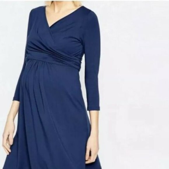 Isabella Oliver Dresses & Skirts - Isabella Oliver Navy Wrap Maternity Nursing Dress